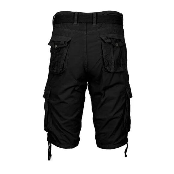 Blu Rock Men's Vintage-Like Cotton Cargo Belted Shorts Black Size 36 - Picture 3 of 6